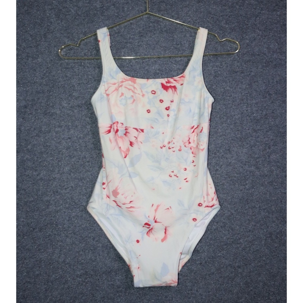 Eberjey Swimsuit Women Large White Multi Floral EUC Beach Pool‎ River Swimming